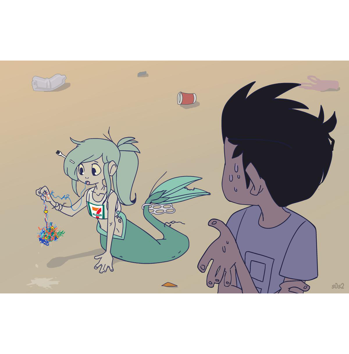 垃圾堆裡的小美人魚 - 同人圖45 - 1