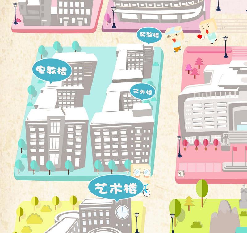 最美大學手繪地圖系列 - 山東青年政治學院 - 2